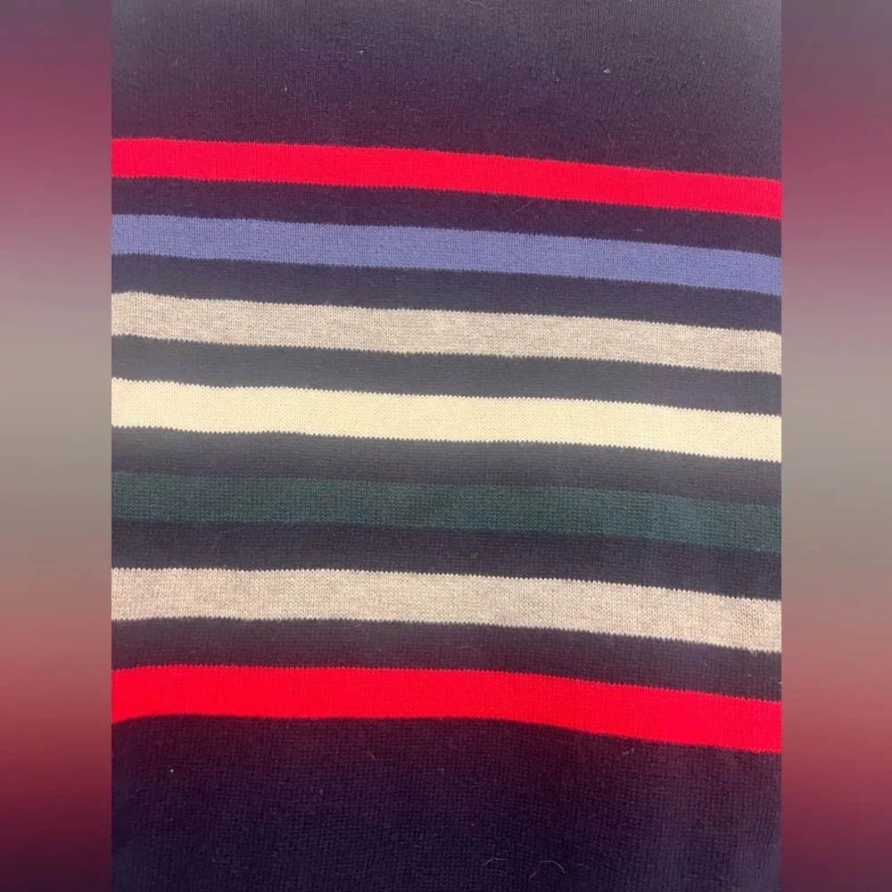 TCP Kids Boys Colorful Striped 100% Cotton Knit Pullover Sweater Navy  7/8